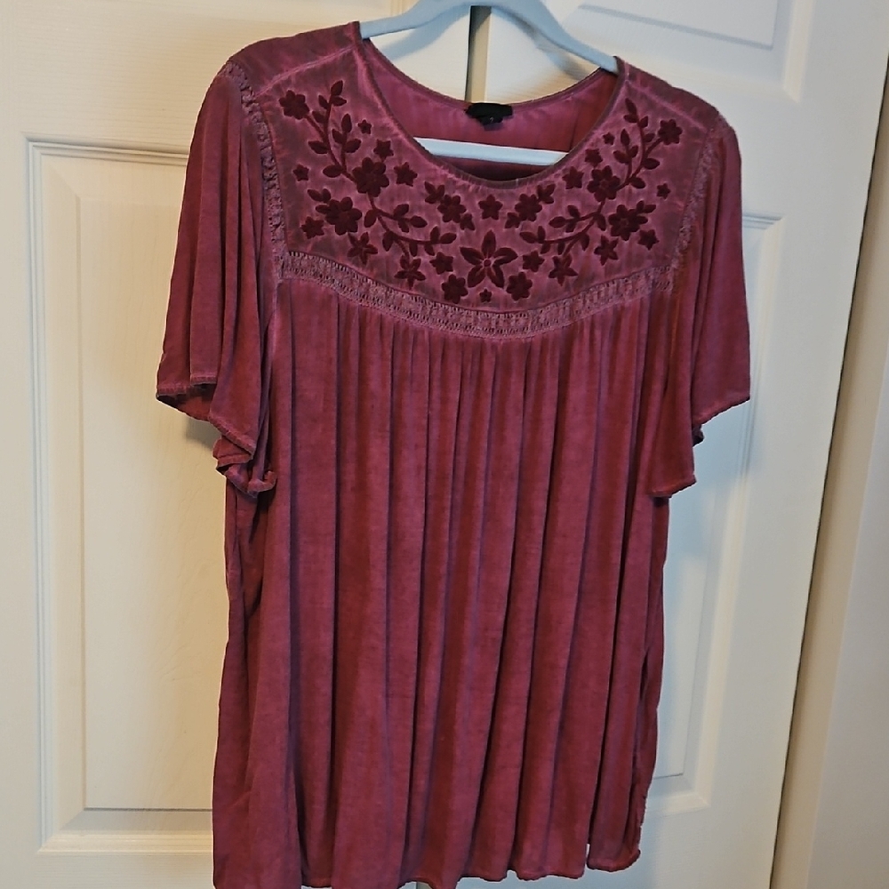 Torrid Red Flutter Sleeve Embellished Blouse